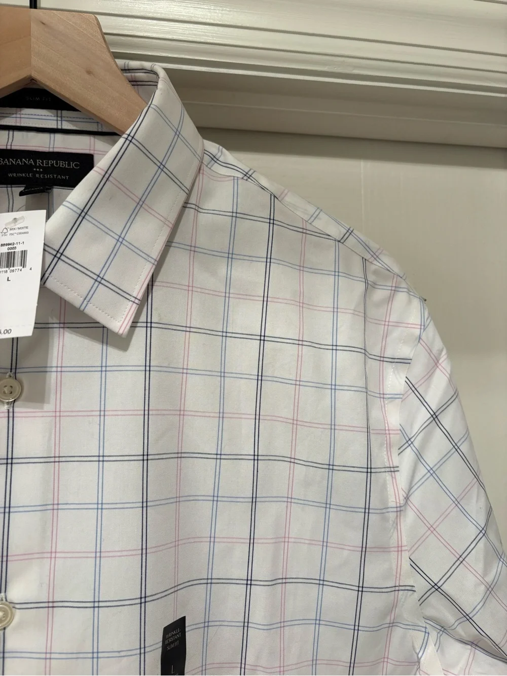 Men’s Banana Republic slim fit long sleeve button down shirt size L NWT